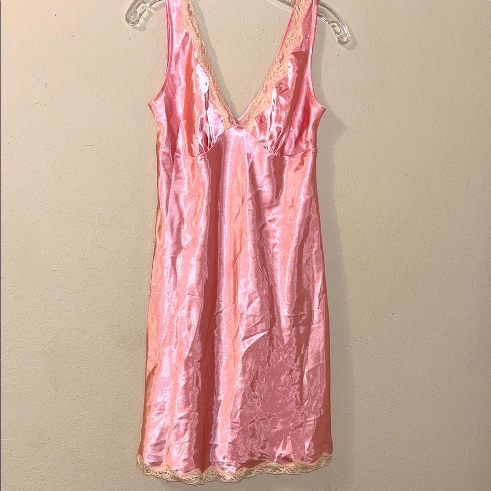 Victoria's Secret Pink Satin Chemise with Lace
